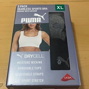 Puma Seamless Sports Bra 2-Pack - White and Gray XL